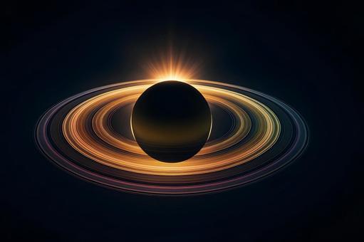 逆光に輝く土星環 逆光に輝く土星環の写真