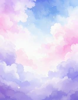 背景 かわいい 水彩 雲 背景 かわいい 水彩 雲の写真