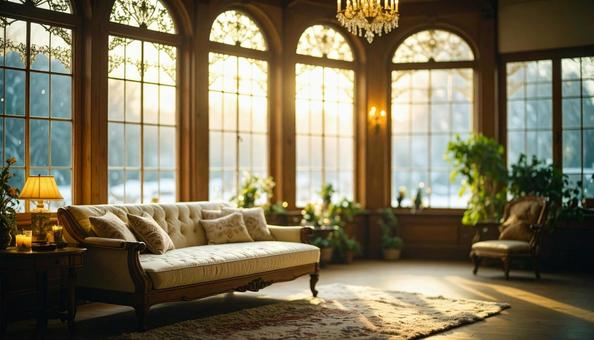 大きな窓の部屋　美しい大きな窓の写真