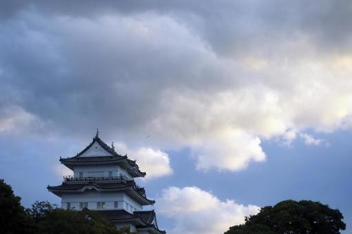 夕闇の小田原城 小田原城,城郭,天守閣の写真素材