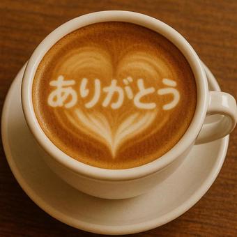 「ありがとう」のラテアート 「ありがとう」のラテアートの写真