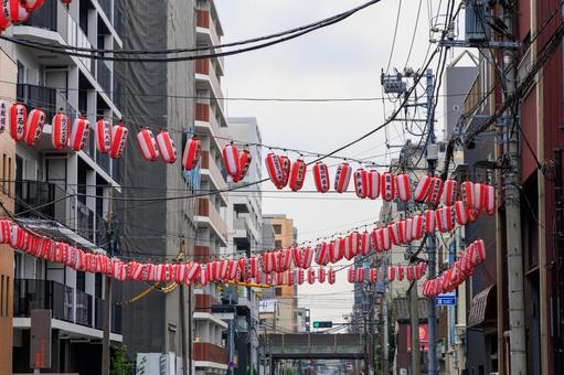 提灯の街並み 提灯,街並み,都市の写真素材
