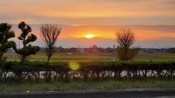 富山　黒部からの日の出の写真