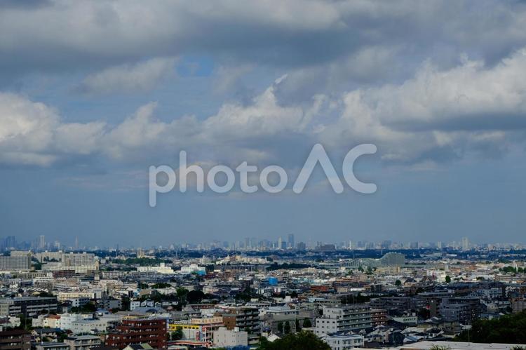 多摩区〜東京の眺望（生田排水池展望広場） 街並み,空,雲の写真素材