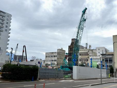 再開発される福井駅前の街並み 再開発,街,工事現場の写真素材