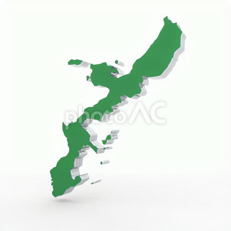 沖縄県（緑：右25度：影あり） 沖縄県,那覇市,立体の写真素材