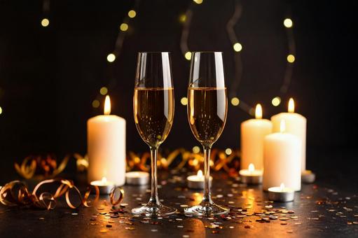 ハロウィンパーティーのシャンパンの写真