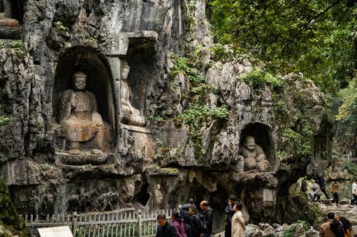 杭州・霊隠寺 飛来峰 霊隠寺,飛来峰,杭州の写真素材
