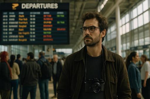 出発ゲート前の人物の写真