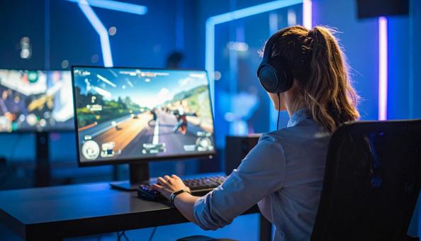 オンラインゲームを楽しむ人 オンラインゲームを楽しむ人の写真