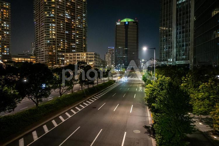 豊洲　夜景 豊洲,東京,夜の写真素材