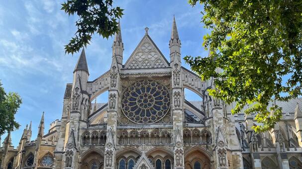 ウェストミンスター寺院のバラ窓 ロンドン,イギリス,英国の写真素材