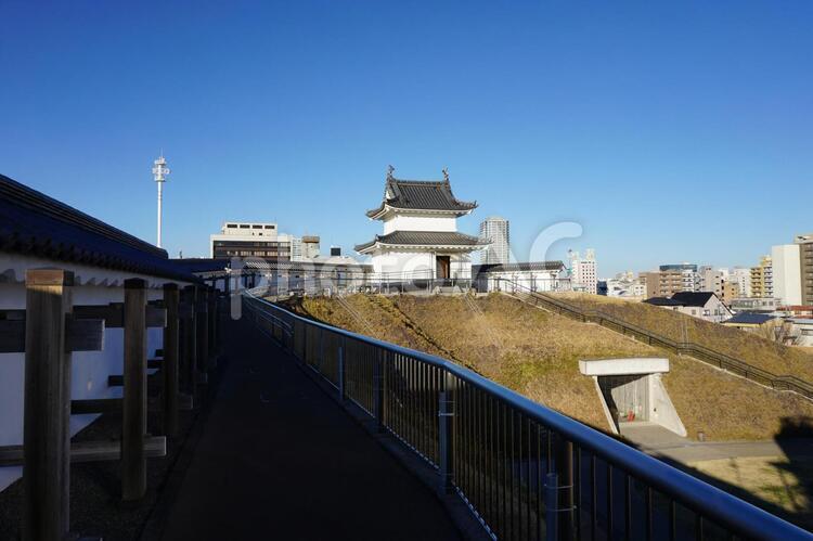 宇都宮城　土塁と清明台 宇都宮,富士見櫓,櫓の写真素材