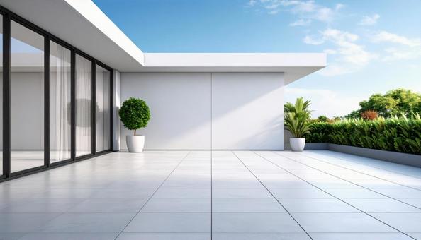 晴れた日の住宅の外壁の写真