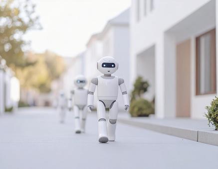 街を歩くロボット 街を歩くロボットの写真
