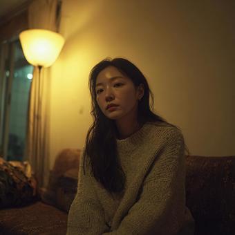 穏やかな表情の若い女性 穏やかな表情の若い女性の写真