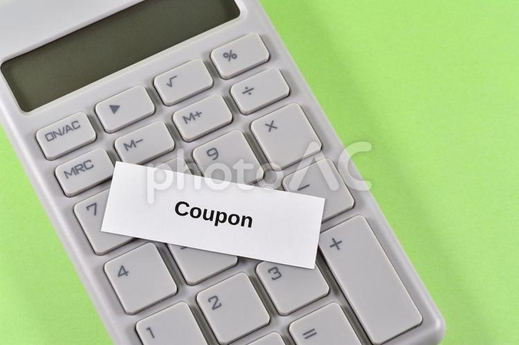 電卓とcouponで節約のイメージ coupon,クーポン,節約の写真素材