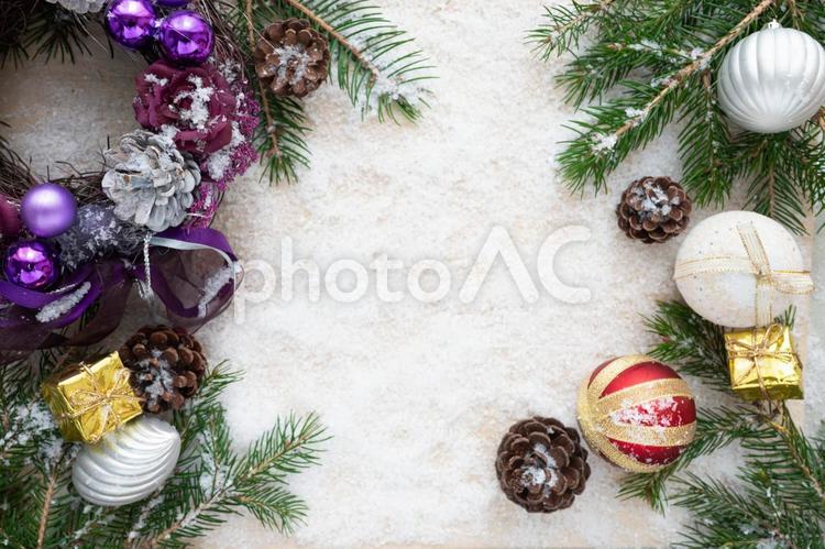 パウダースノウクリスマスフレーム クリスマス,オーナメント,フレームの写真素材