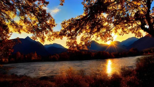 beautiful autumn sunrise, JPG beautiful autumn sunrise, autumn, chuan, nostalgic, JPG