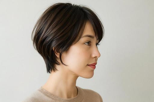 ショートヘアの女性横顔・ヘアスタイル ショートヘアの女性横顔・ヘアスタイルの写真