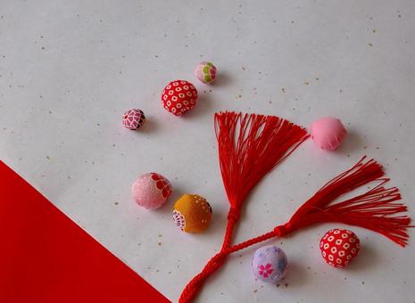 ちりめん玉に宿る　年のはじめ 正月,背景,正月飾りの写真素材