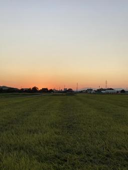 秋晴れの日の夕焼け(縦) 秋晴れの日の夕焼け(縦)の写真