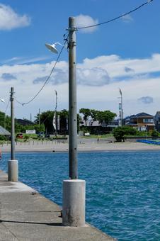 Photo, haruoka pier, pier, telegraph pole, 