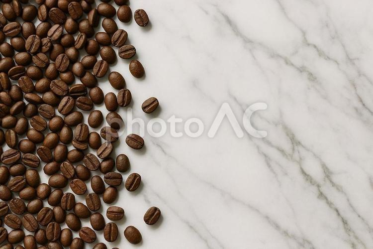 コーヒー豆と大理石 コーヒー,背景,テーブルの写真素材