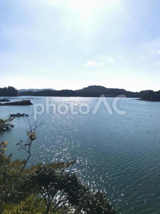 九十九島の風景(縦) 九十九島,縦,スマホ向きの写真素材