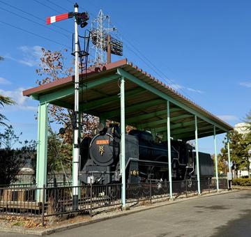福井少年運動公園の展示の機関車 デコイチ,福井少年運動公園,蒸気機関車の写真素材