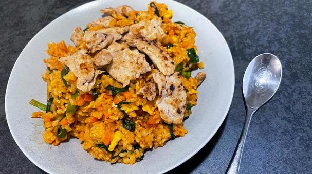 焼豚ビビンバ炒飯 焼豚,豚肉,ビビンバの写真素材