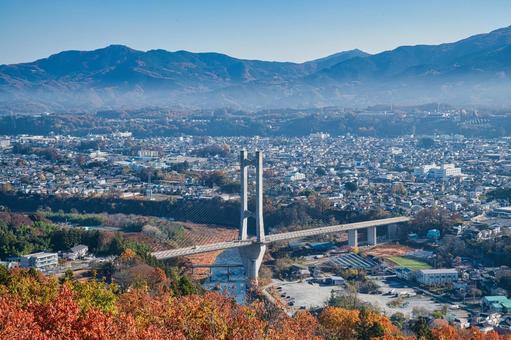秩父橋と紅葉 秩父橋と紅葉 橋,秩父,秋の写真素材