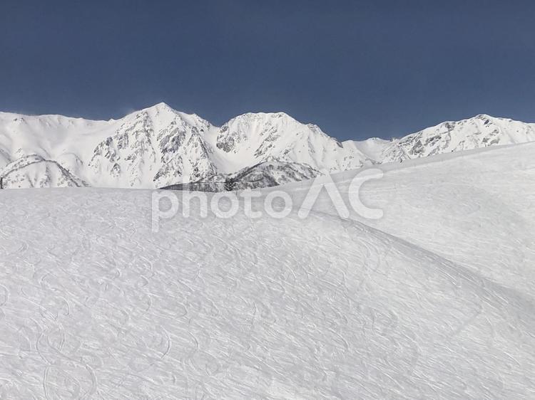 冬の北アルプス　白馬三山　長野県白馬村 北アルプス,冬,雪の写真素材
