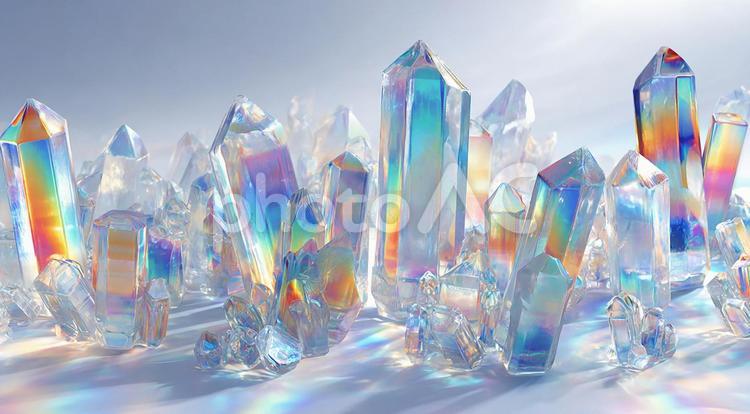 幻想的な輝きを放つクリスタル群 クリスタル,結晶,宝石の写真素材