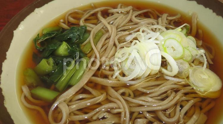 日本蕎麦　野沢菜蕎麦 日本そば,野沢菜そば,そばの写真素材