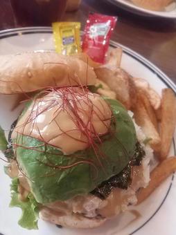 アボガドバーガー ハンバーガー,アボガドバーガー,ジャンクフードの写真素材