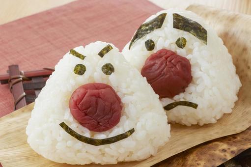 おにぎりマン おにぎりマン おにぎり,顔,キャラクターの写真素材