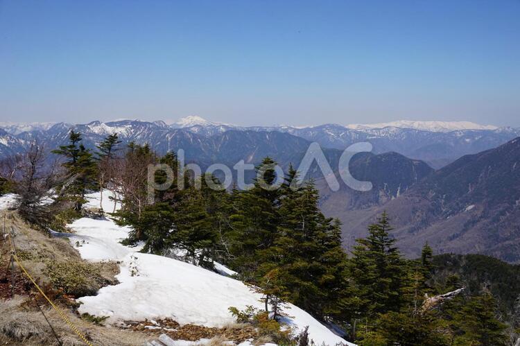 日光男体山からの眺め　日光白根山方面 日光男体山,日光市,山頂の写真素材