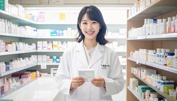 笑顔で働く薬剤師 笑顔で働く薬剤師の写真