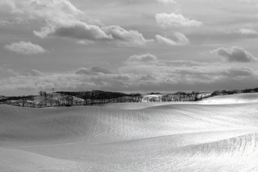 雄大な光の起伏が広がる丘陵地帯 丘,雪原,雲の写真素材
