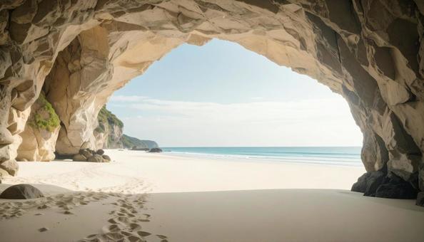 海につながる美しい洞窟の写真