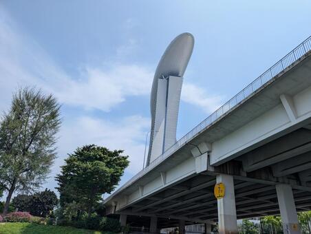 マリーナベイ・サンズ マリーナベイ・サンズ,町並み,川の写真素材