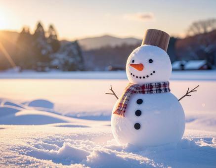 雪だるまの冬風景 雪だるまの冬風景の写真