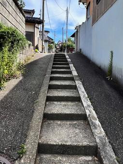 石段の坂道 石段の坂道の写真