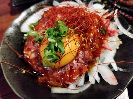 Photo, horsemeat, yukke, raw meat, 
