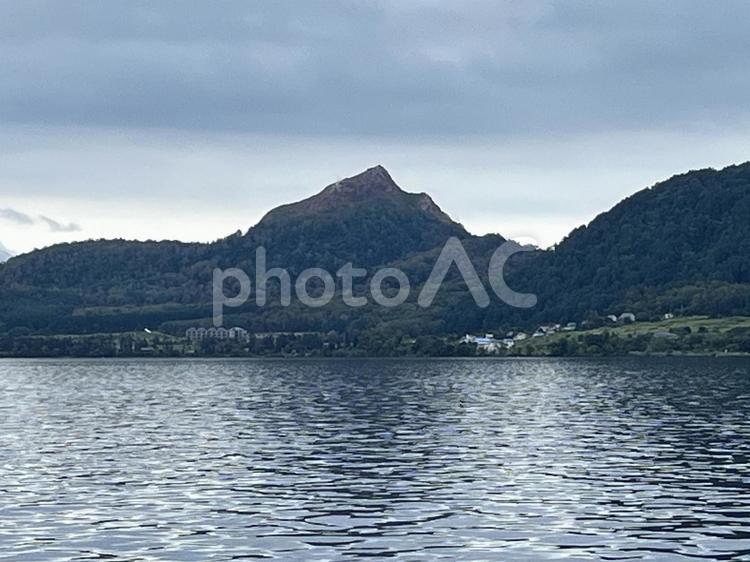 洞爺湖　観光船からの風景　昭和新山 洞爺湖,観光船,船の写真素材