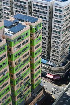 香港・カラフルな住宅（奧運駅・美安街） 香港,都市,風景の写真素材