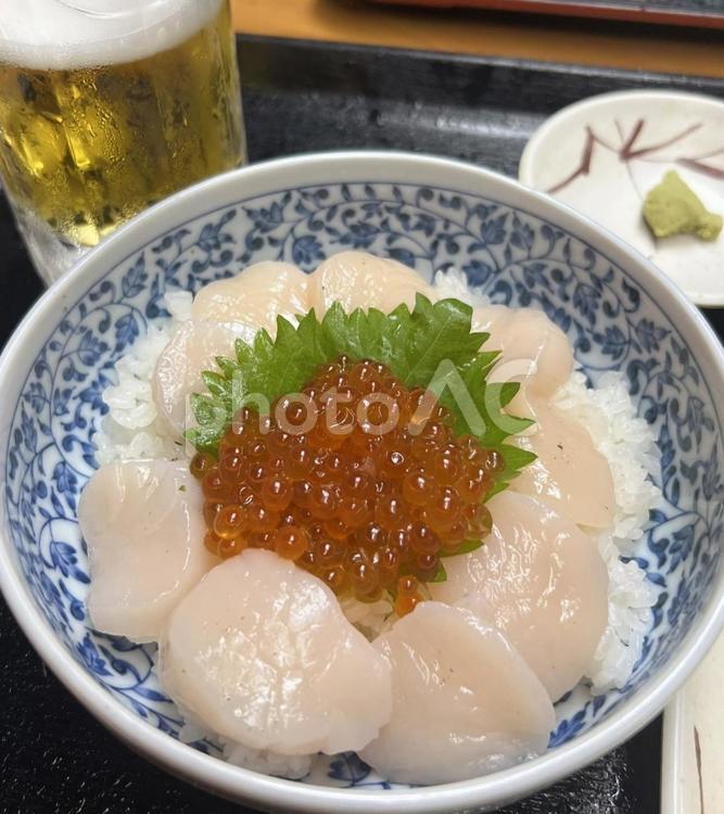 海鮮丼　帆立とイクラ④ 帆立丼,海鮮,ホタテの写真素材