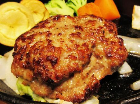 Photo, hamburger, potato, iron plate, 