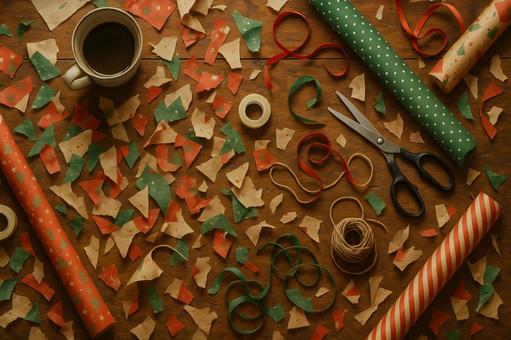 冬色ラッピング机の写真